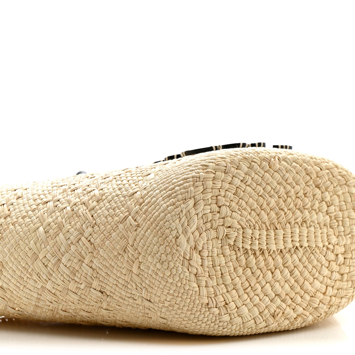 Calfskin Raffia Paulas Ibiza Small Anagram Basket Tote Bag Natural Black