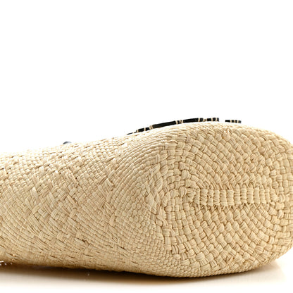 Loewe Calfskin Raffia Paulas Ibiza Small Anagram Basket Tote Bag Natural Black 9 of 11
