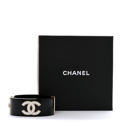 Chanel Resin Metal Quilted CC Cuff Black Gold 5 of 5