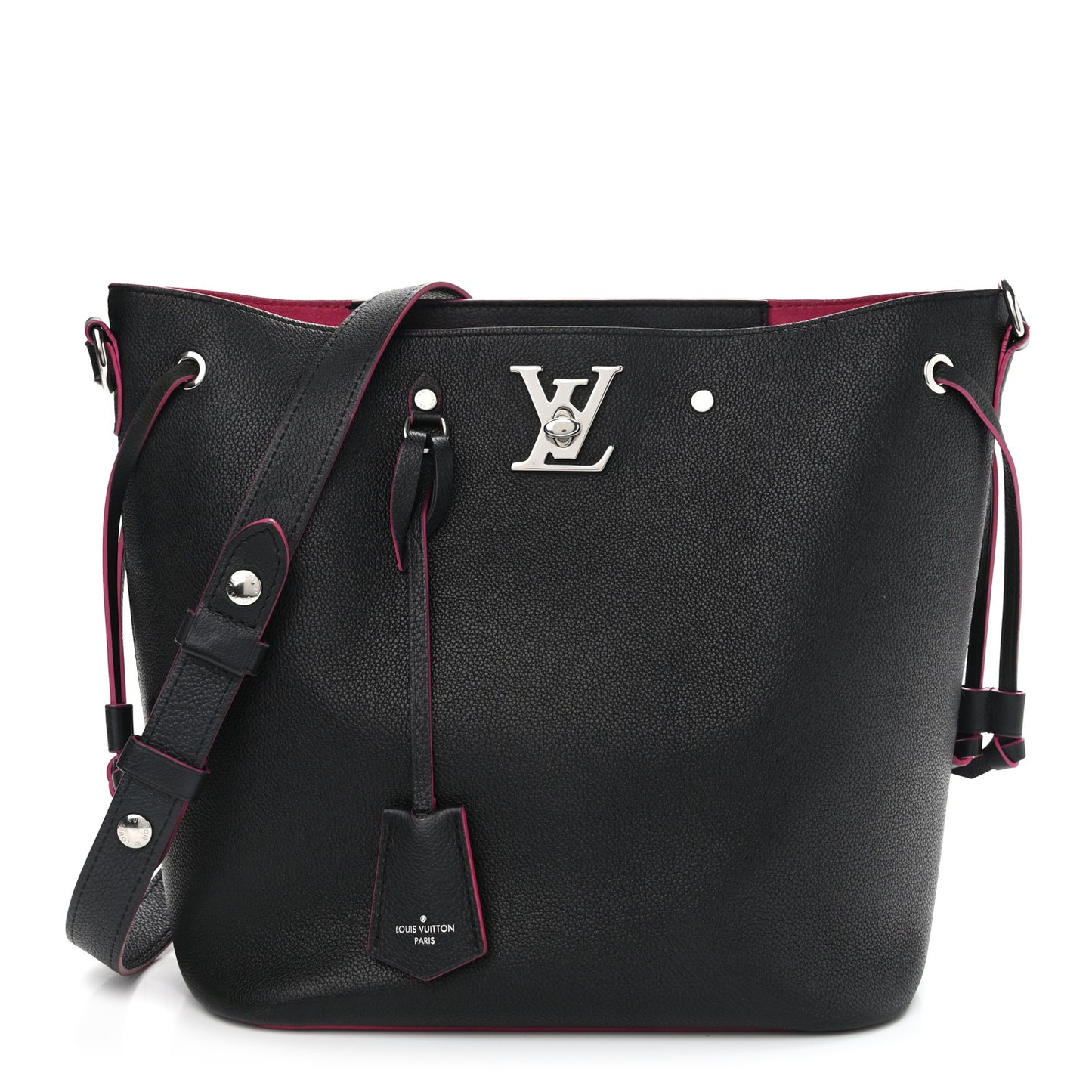 Calfskin Lockme Bucket Black