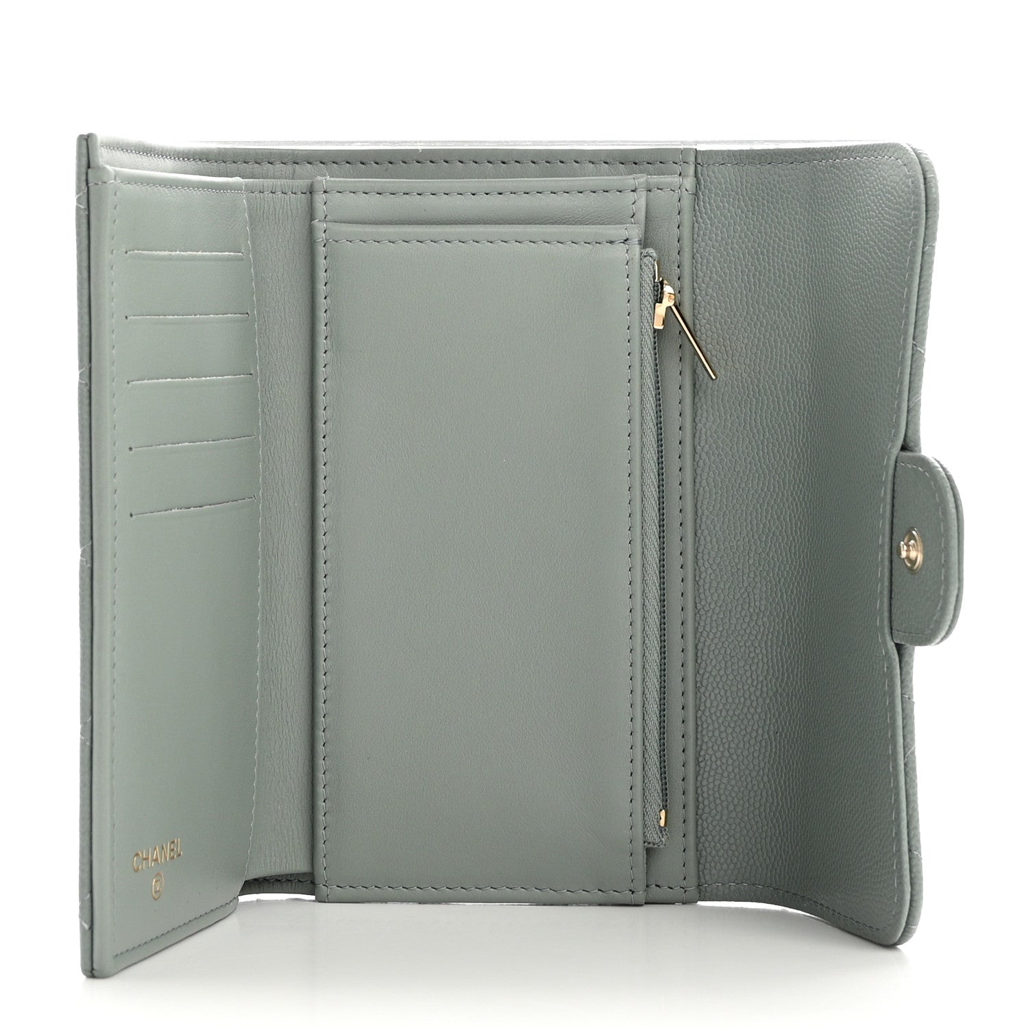 Chanel Caviar Quilted Medium Flap Wallet Light Green 5 of 7