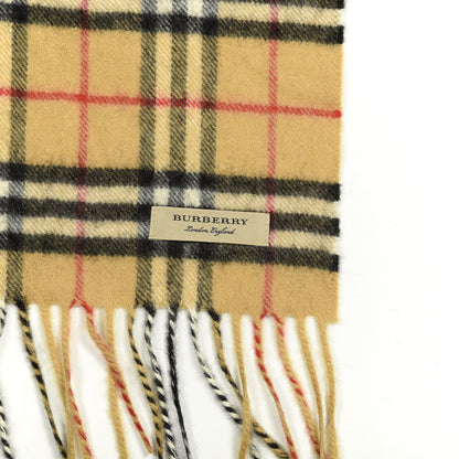 Burberry Cashmere Vintage Check Fringe Scarf Antique Yellow 3 of 4