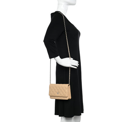 Chanel Caviar Quilted Wallet On Chain WOC Beige 4 of 12