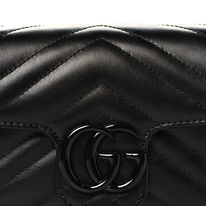 Gucci Calfskin Matelasse Monochrome GG Marmont Chain Belt Bag Black 7 of 10