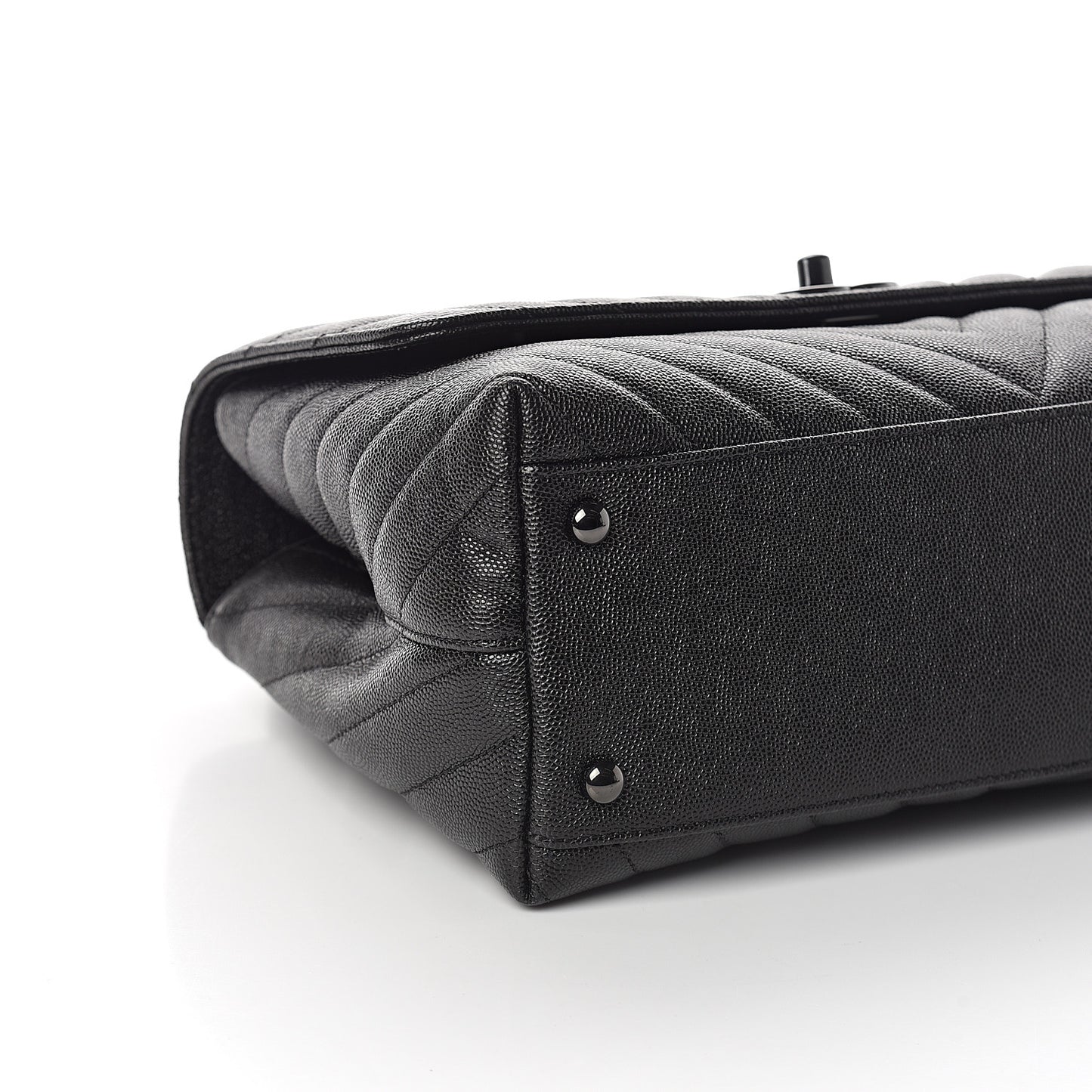 Caviar Chevron Quilted Small Coco Handle Flap So Black