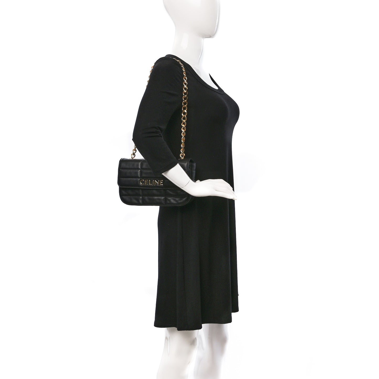 Goatskin Matelasse Chain Shoulder Bag Black