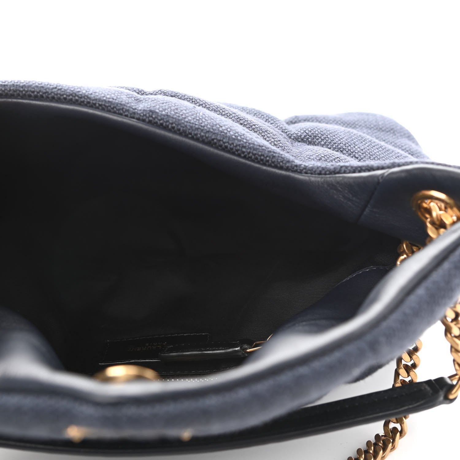 Saint Laurent Canvas Quilted Small Loulou Puffer Monogram Chain Satchel Marine 7 of 16