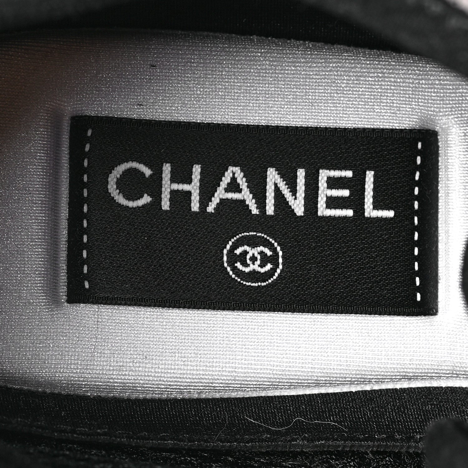 Chanel Fabric Suede Calfskin CC Sneakers 38 Grey 8 of 9