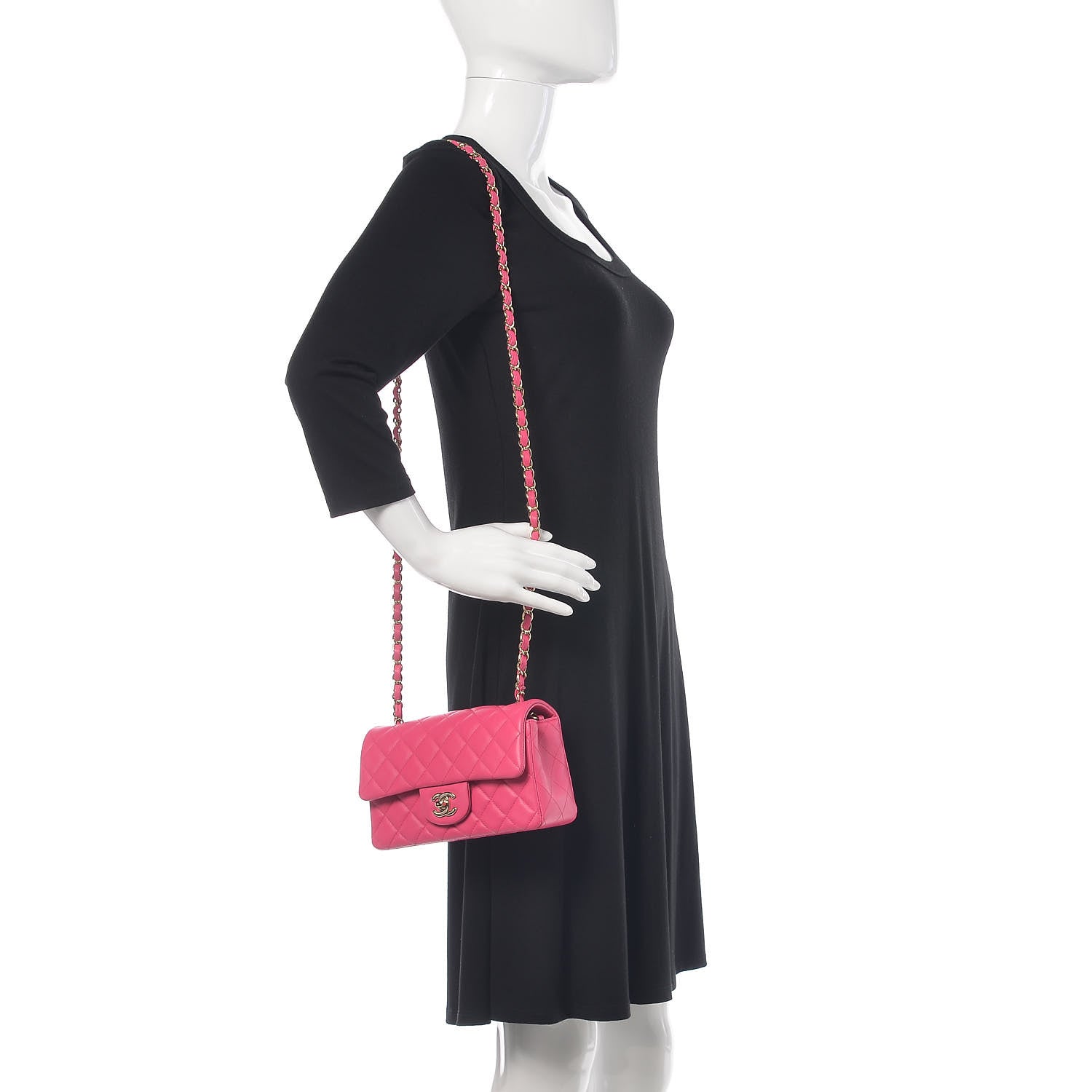 Chanel Lambskin Quilted Mini Rectangular Flap Fuchsia 2 of 11