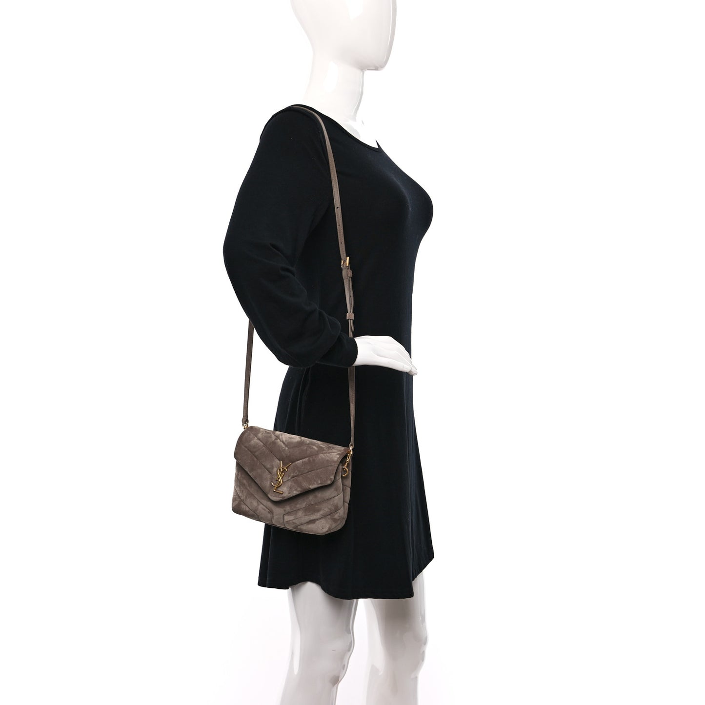 Suede Toy Loulou Shoulder Bag Taupe