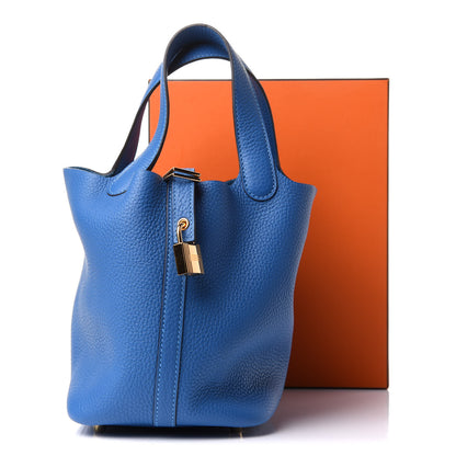 Hermes Taurillon Clemence Picotin Lock 18 PM Mykonos 11 of 11