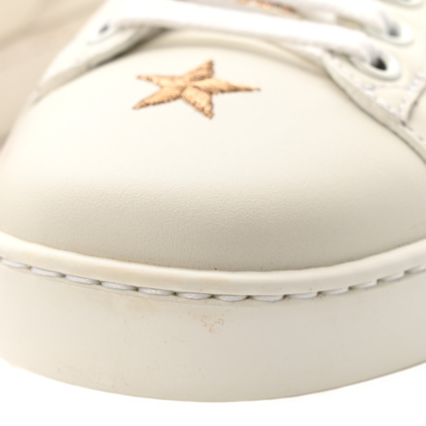 Calfskin Bee Star Embroidered Sylvie Web Ace Sneakers 38 White