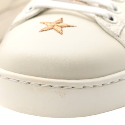 Gucci Calfskin Bee Star Embroidered Sylvie Web Ace Sneakers 38 White 11 of 13