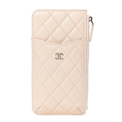 Chanel Caviar Quilted Classic Flat Wallet Pouch Light Beige 1 of 8