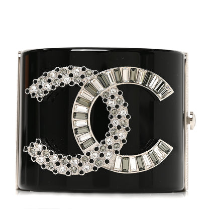 Chanel Resin Baguette Crystal CC Cuff Black 1 of 6