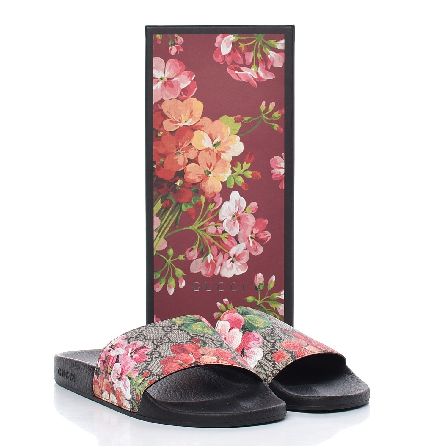 Gucci GG Supreme Monogram Blooms Slide Sandals 40 Beige Multicolor 8 of 8