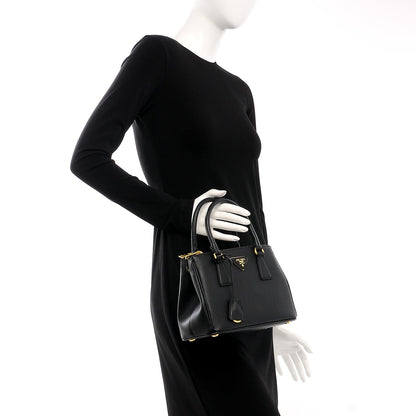 Prada Saffiano Lux Small Galleria Double Zip Tote Black 3 of 9