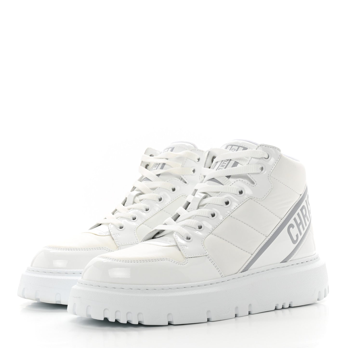 Nylon Fabric Womens D-Player High Top Sneakers 39.5 White Grey