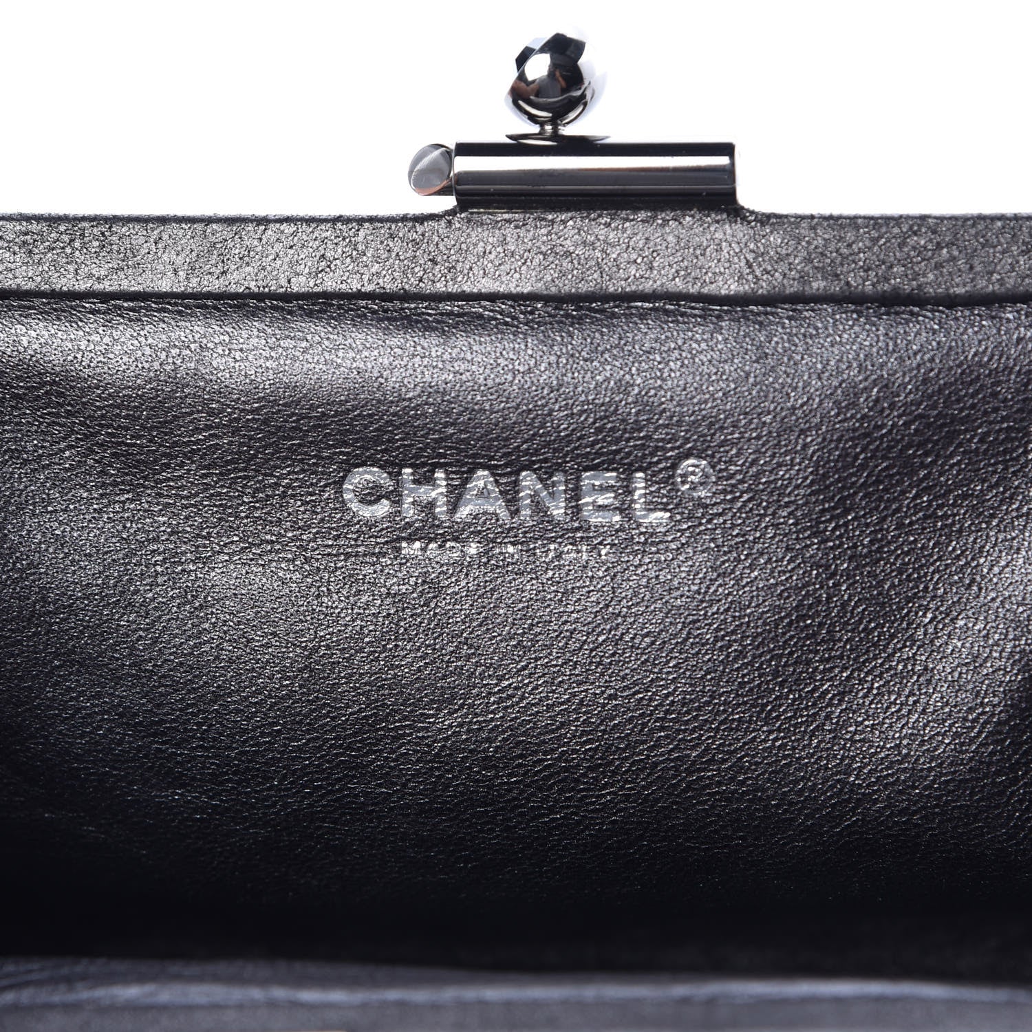 Chanel Metallic Crackled Calfskin Monte Carlo Clutch Dark Silver 6 of 7