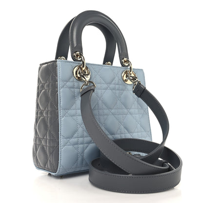Christian Dior Lambskin Cannage Small Bi-Color Lady Dior  Blue Grey 2 of 10