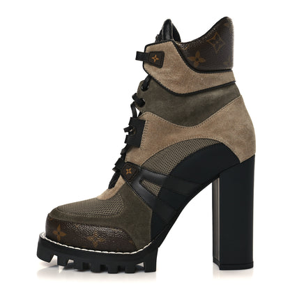 Louis Vuitton Suede Calfskin Monogram Star Trail Ankle Boots 39 Khaki 1 of 8