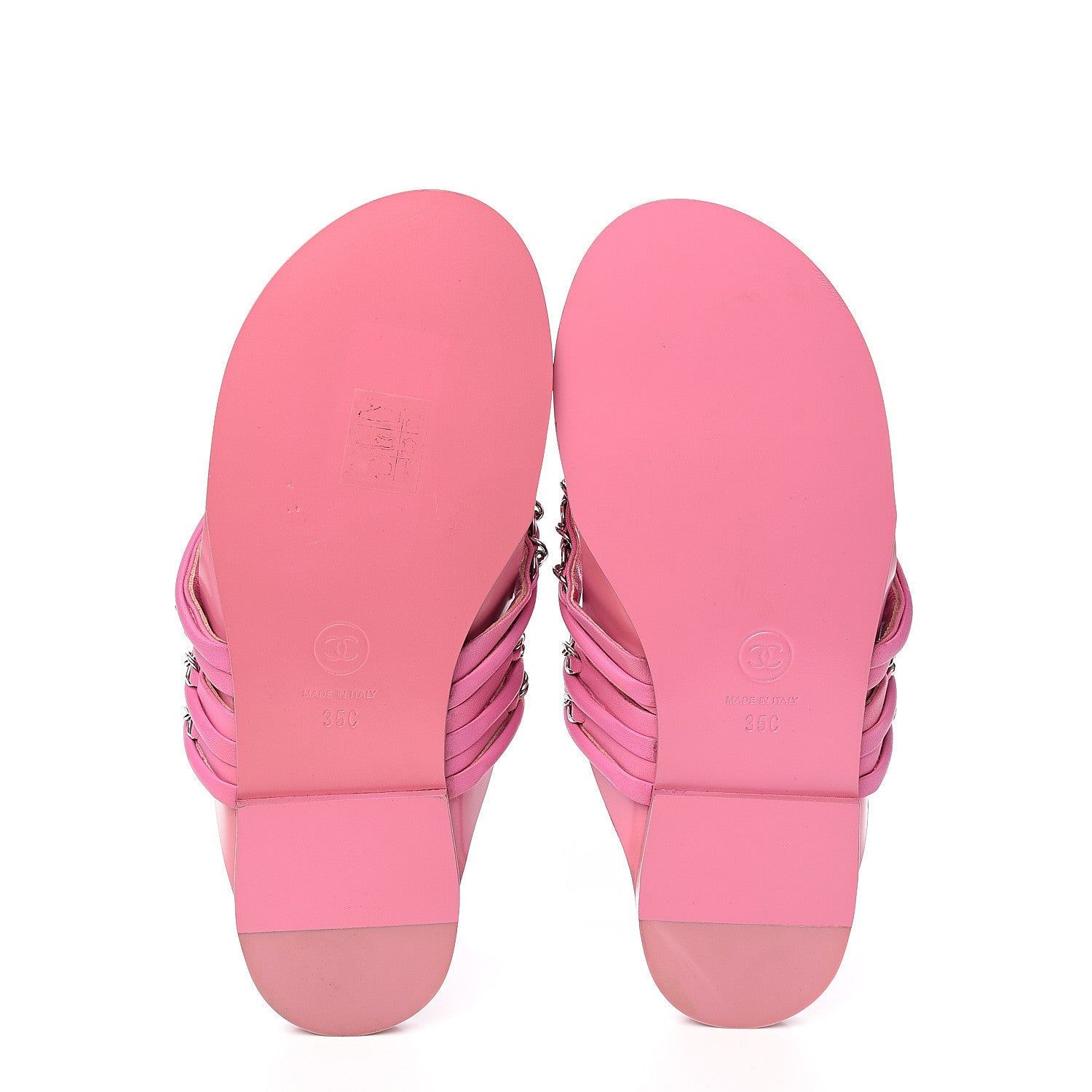 Chanel Calfskin Chain CC Thong Flat Sandals 35 Pink 5 of 9