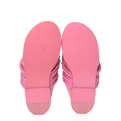 Chanel Calfskin Chain CC Thong Flat Sandals 35 Pink 5 of 9