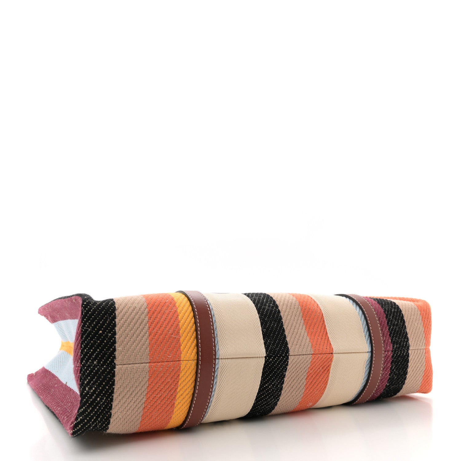 Chloe Cotton Calfskin Large Woody Striped Tote Multicolor 4 of 11