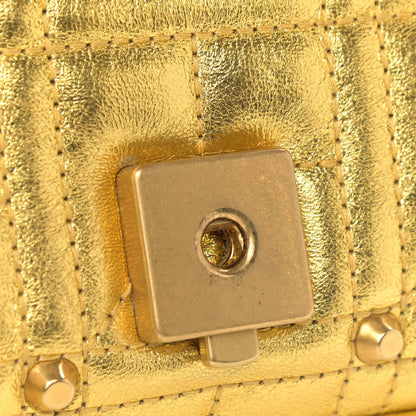 Gucci Metallic Calfskin Matelasse Studded Mini Pearly GG Marmont Shoulder Bag Gold 10 of 10