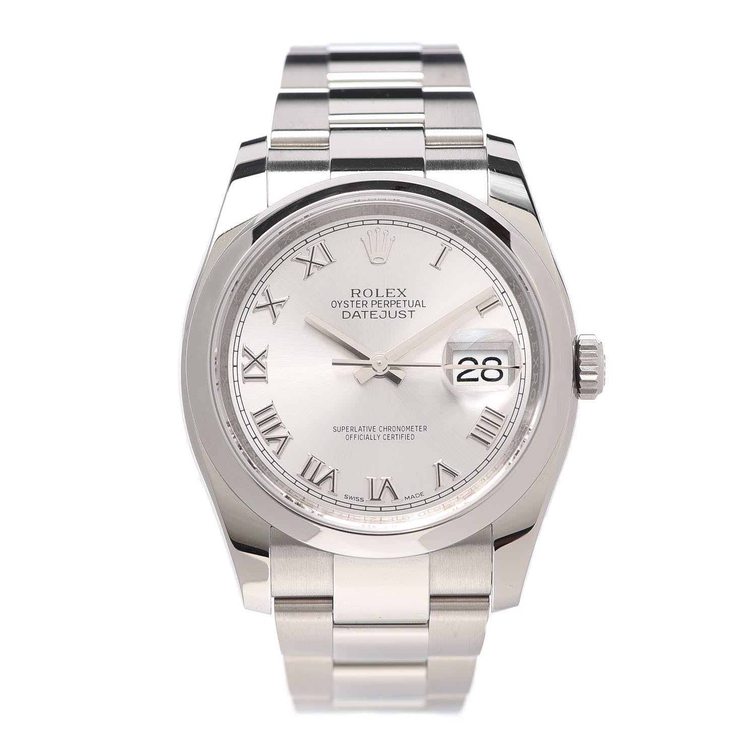 Rolex Stainless Steel 36mm Oyster Perpetual Datejust Watch Silver Roman 116200 1 of 5