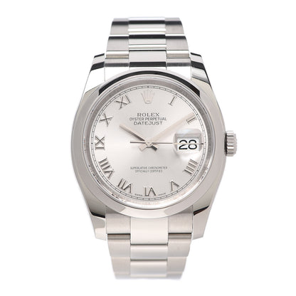 Rolex Stainless Steel 36mm Oyster Perpetual Datejust Watch Silver Roman 116200 1 of 5