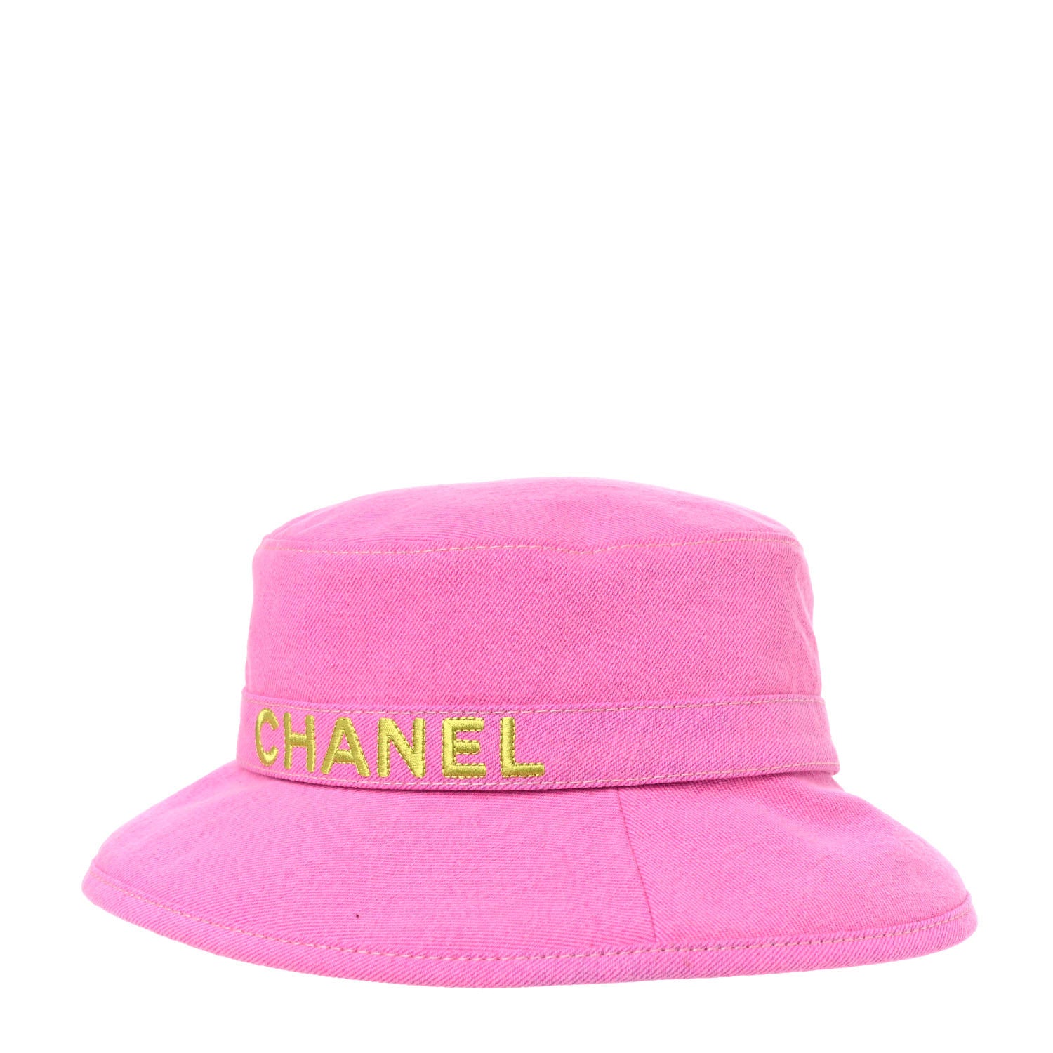 Chanel Denim Logo Bucket Hat M Pink Yellow 980378 – FASHIONPHILE
