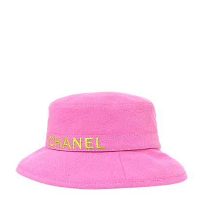 Chanel Denim Logo Bucket Hat M Pink Yellow 3 of 8