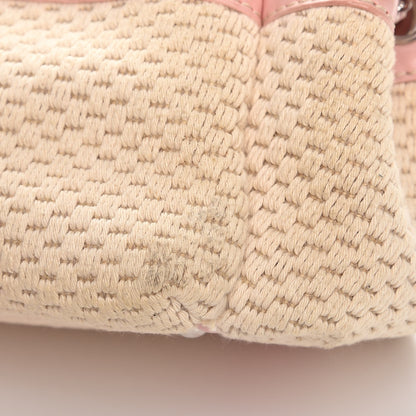 Chanel Canvas Woven Lambskin Lax Accordion Hobo Pink 13 of 14