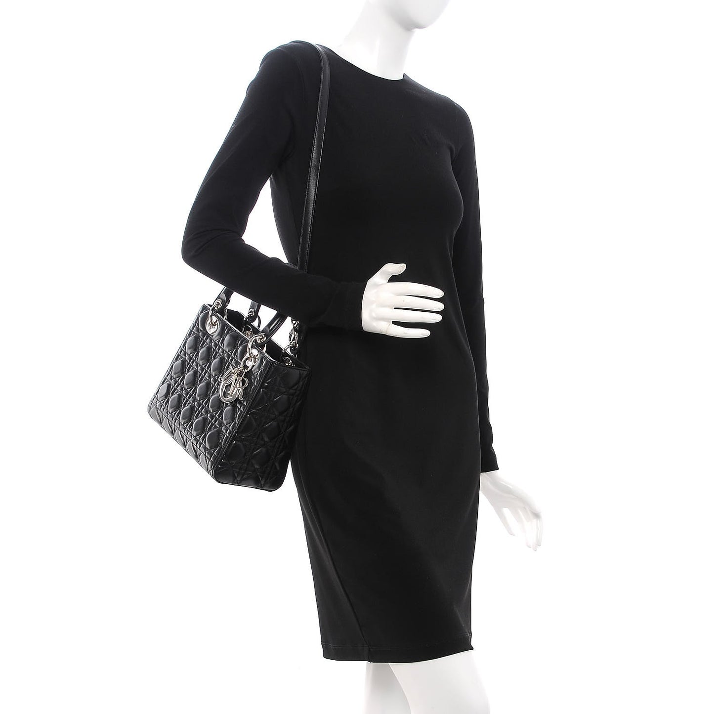 Lambskin Cannage Medium Lady Dior Black