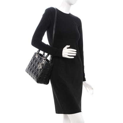 Christian Dior Lambskin Cannage Medium Lady Dior Black 2 of 9