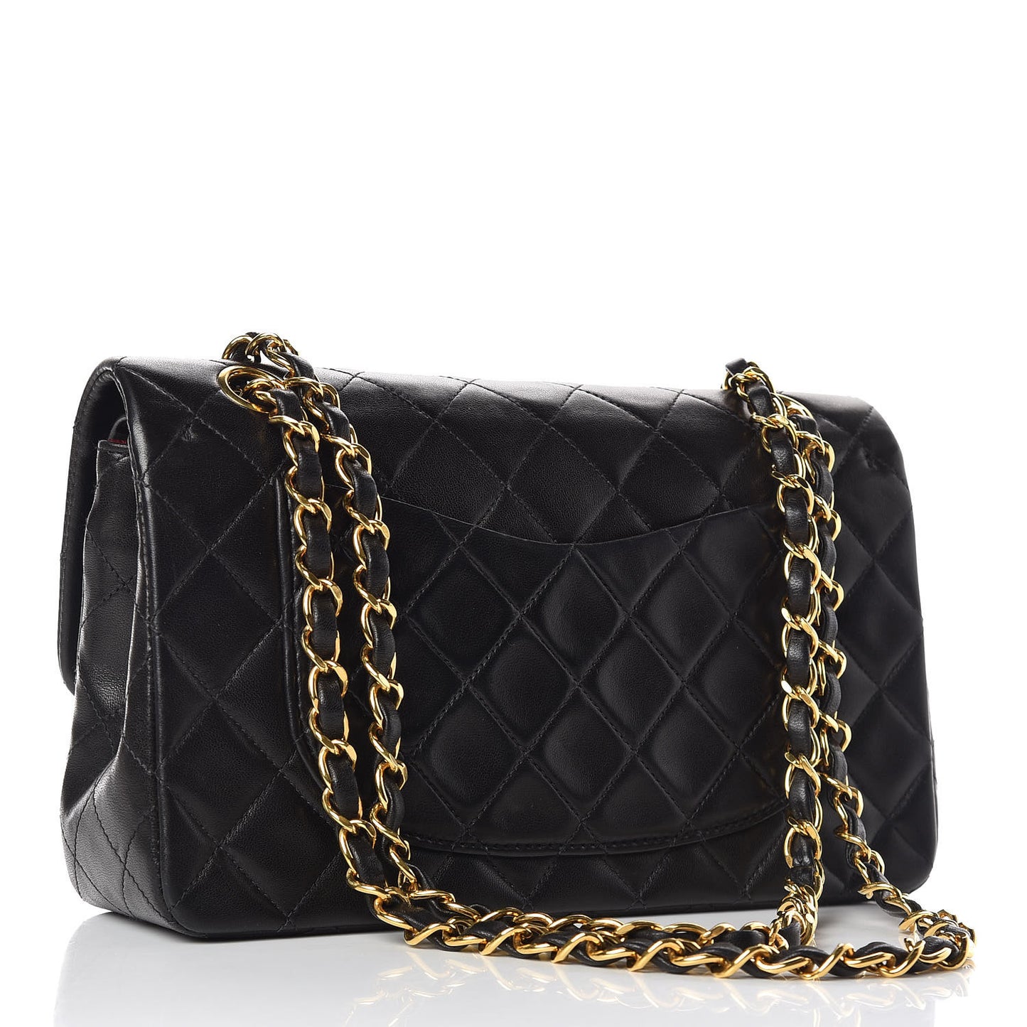 Lambskin Quilted Small Double Flap Black