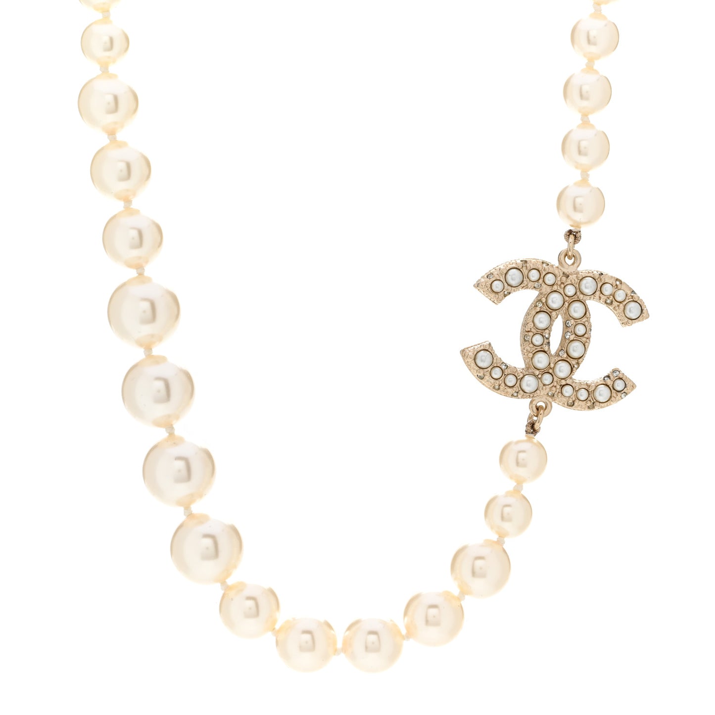 Pearl CC 100th Anniversary Necklace Light Gold