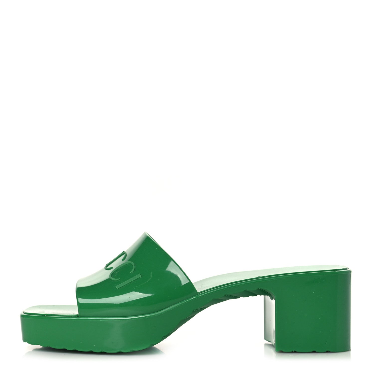 Gucci Rubber Gucci Logo Womens Platform 20/60mm Slide Sandals 36 New Shamarock 1 of 8