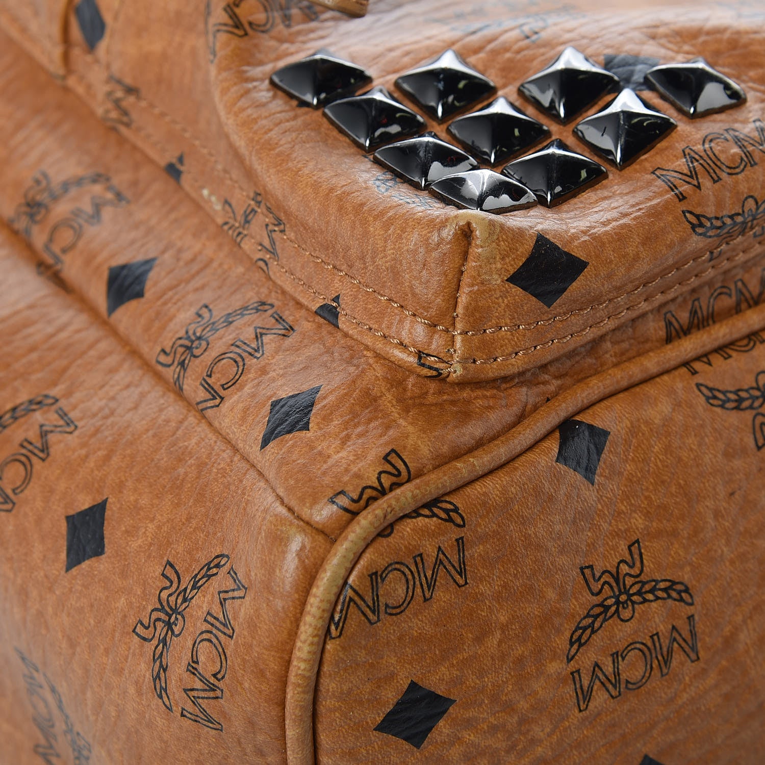 MCM Visetos Studded Small Stark Backpack Cognac 11 of 11