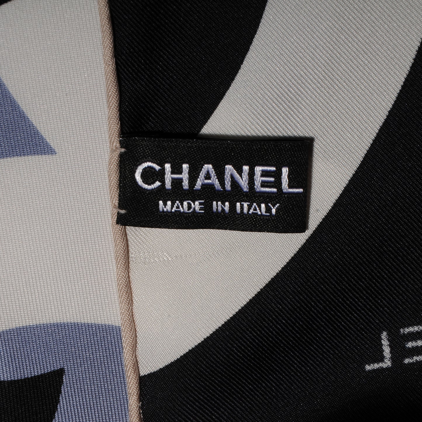 Silk CC Logo Scarf Black Blue