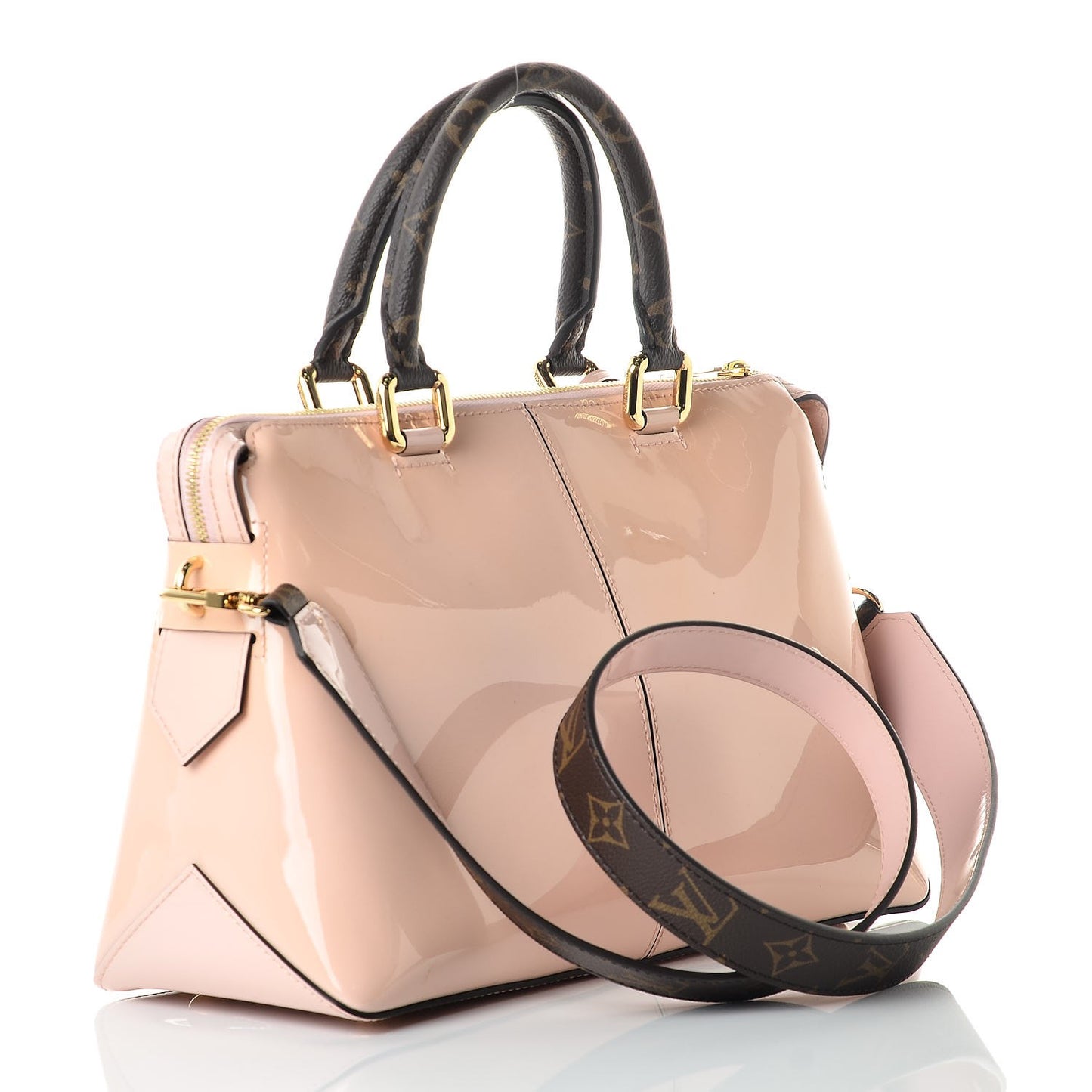 Patent Calfskin Miroir Tote Rose Ballerine
