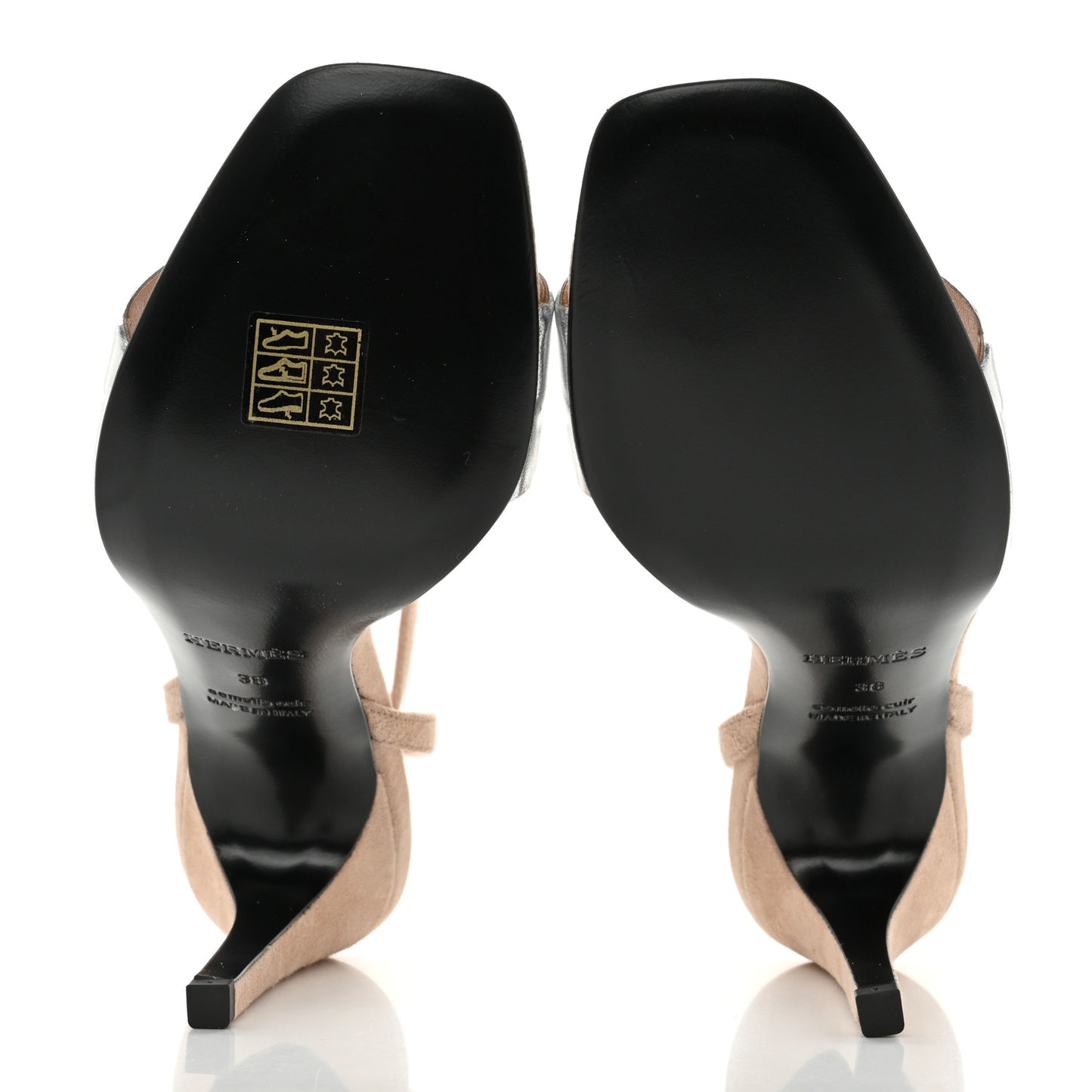 Metallic Nappa Gala 105 Sandal 38 Gris Argente Beige Nude