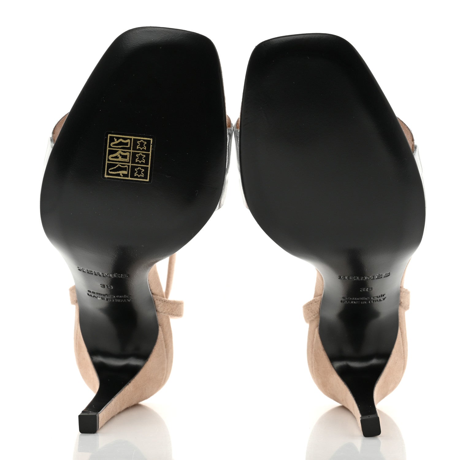 Hermes Metallic Nappa Gala 105 Sandal 38 Gris Argente Beige Nude 5 of 8
