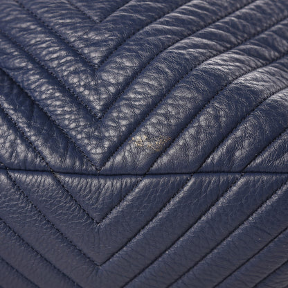 Chanel Deerskin Chevron Medium CC Chain Bucket Drawstring Bag Navy Blue 9 of 9