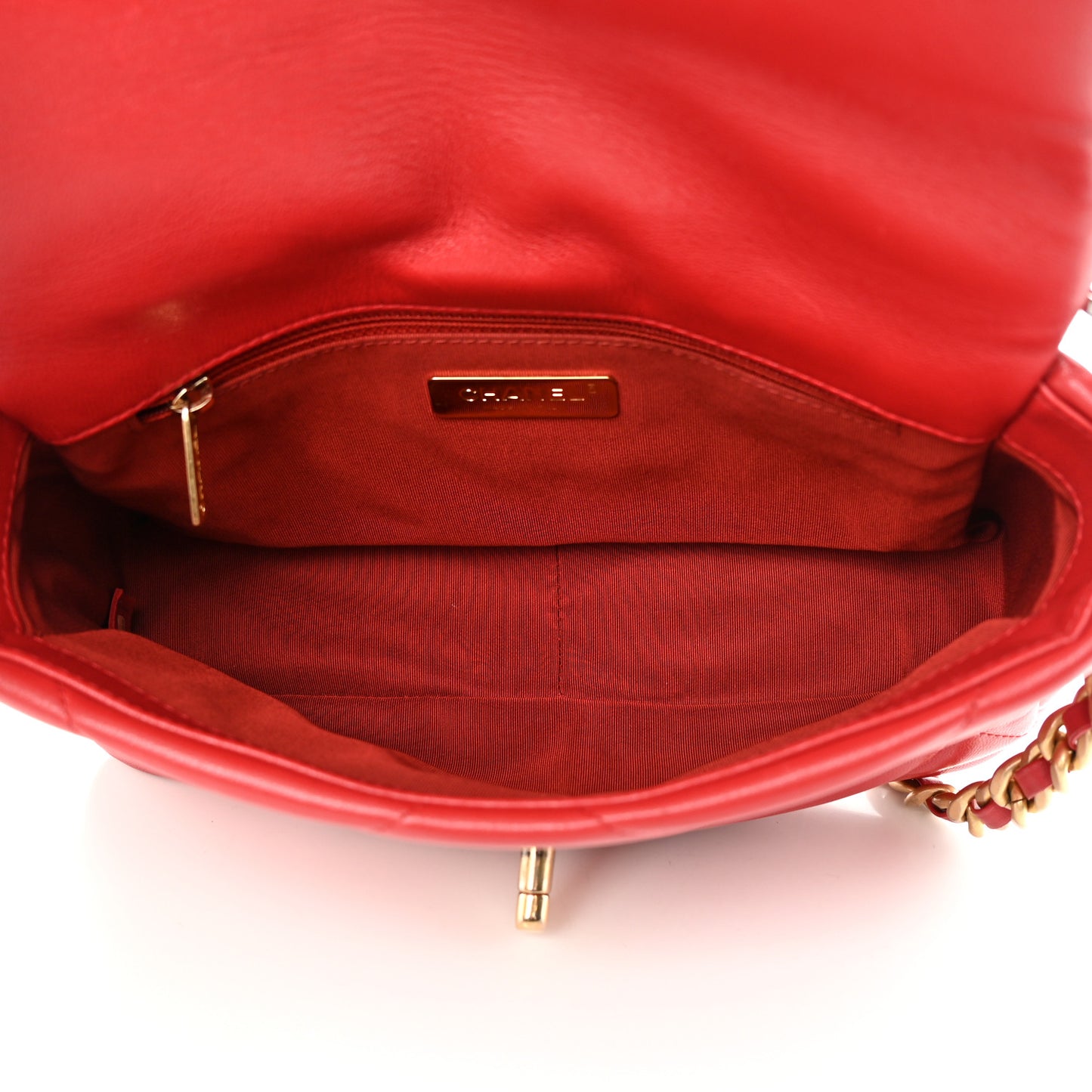Goatskin Quilted Medium Chanel 19 Flap Red