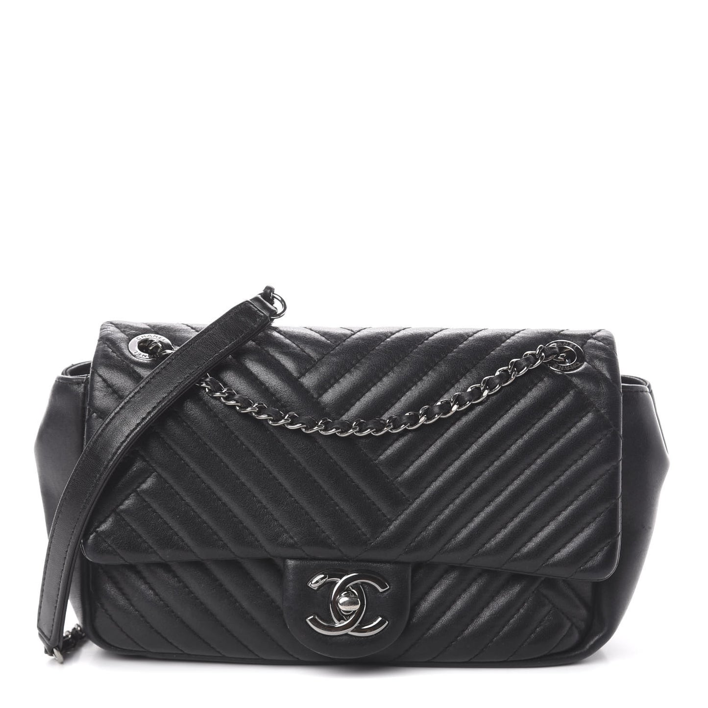 Lambskin Small CC Crossing Flap Black