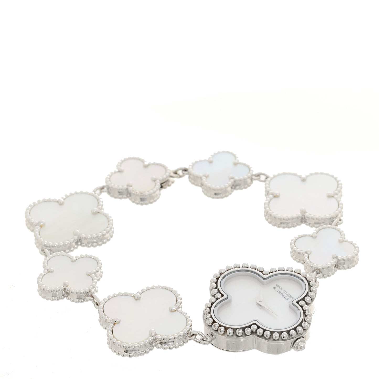 18K White Gold Mother of Pearl 26mm Alhambra Quartz Watch