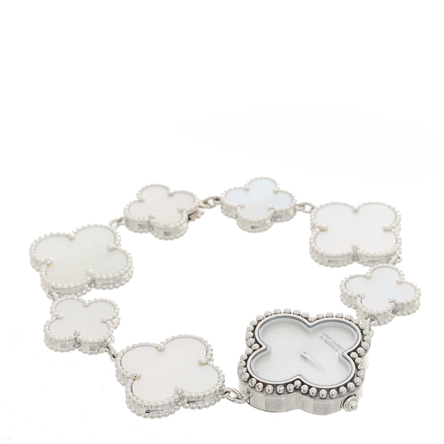 Van Cleef & Arpels 18K White Gold Mother of Pearl 26mm Alhambra Quartz Watch 2 of 4