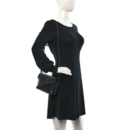 Saint Laurent Calfskin Y Quilted Monogram Monochrome Toy Loulou Crossbody Bag Black 2 of 11